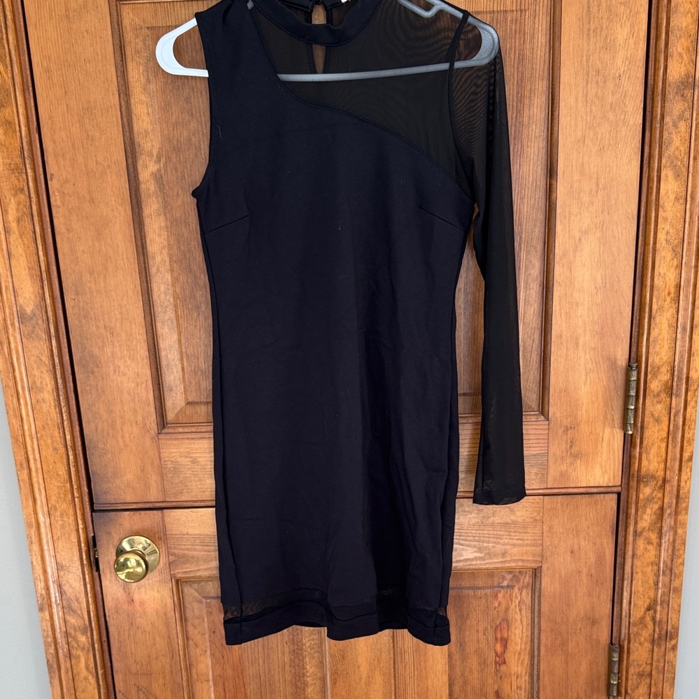 Monteau Black One-Shoulder Dress